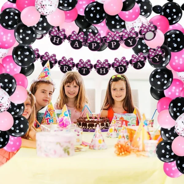Mickey Mouse Motto-Geburtstagsdeko, Schwarz-Pink