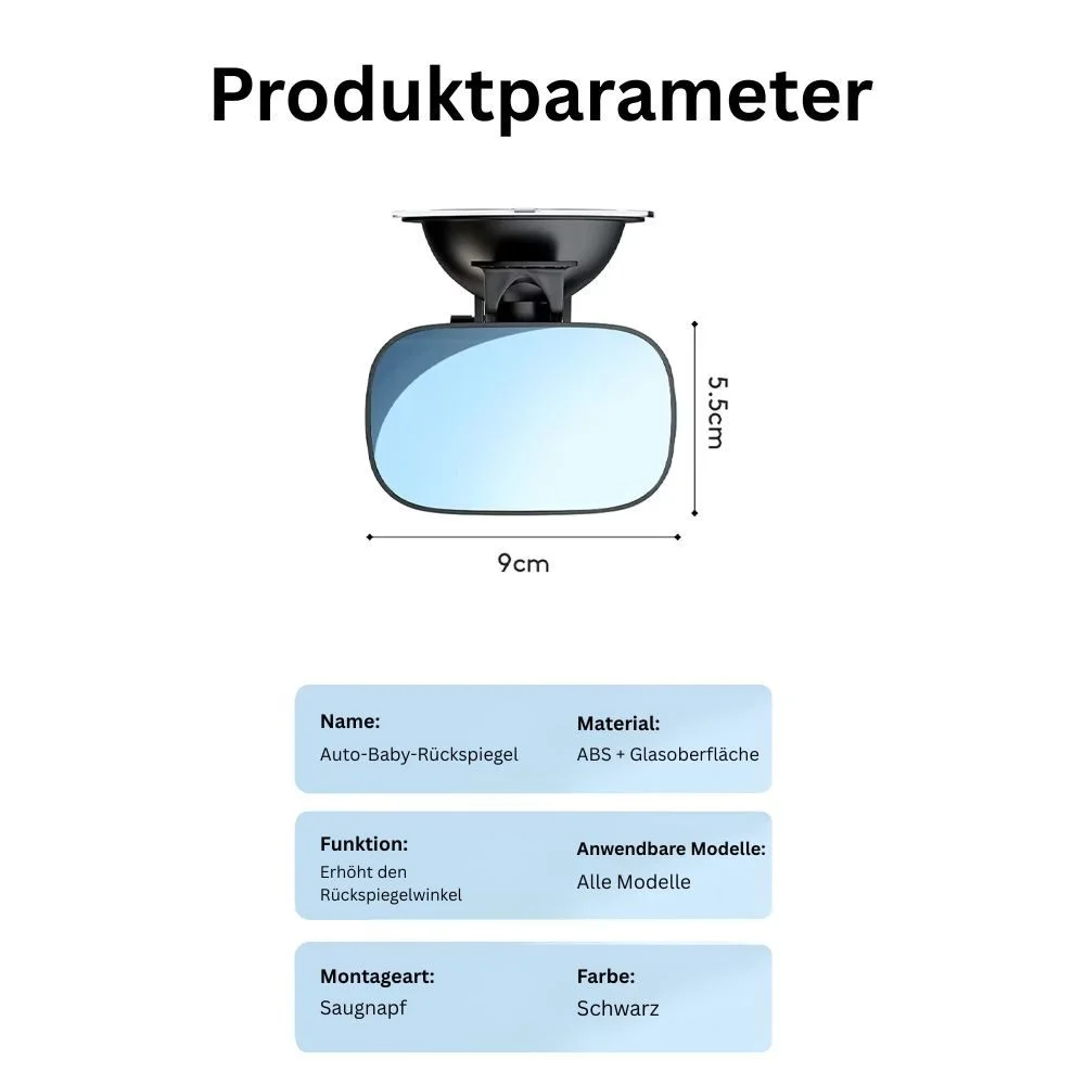 Car Back Seat Mirror, Wide-Angle, 360° Rotatable