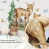 Wall sticker forest scene with fox and deer, removable sticker