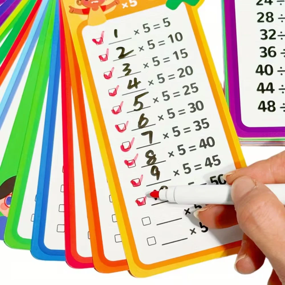 Times Tables Flashcards, Wipeable, with Marker