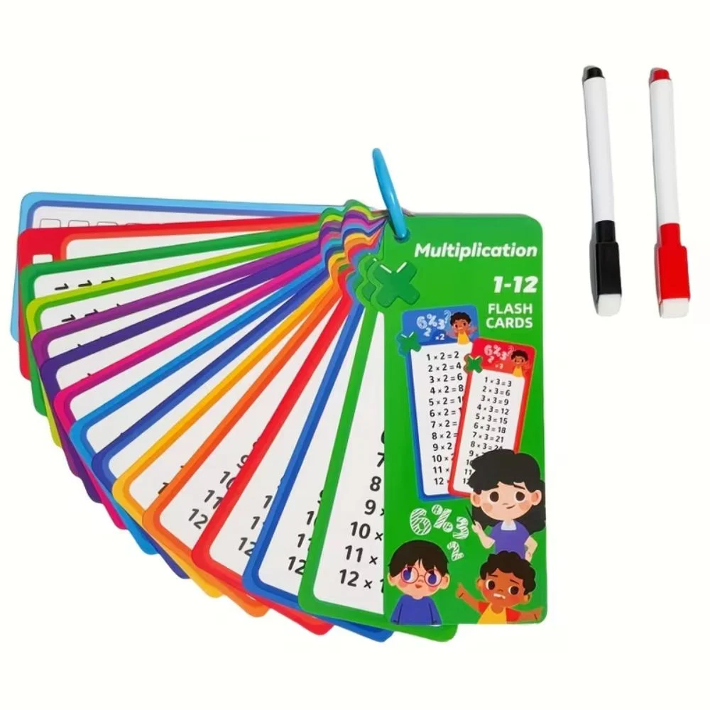 Times Tables Flashcards, Wipeable, with Marker
