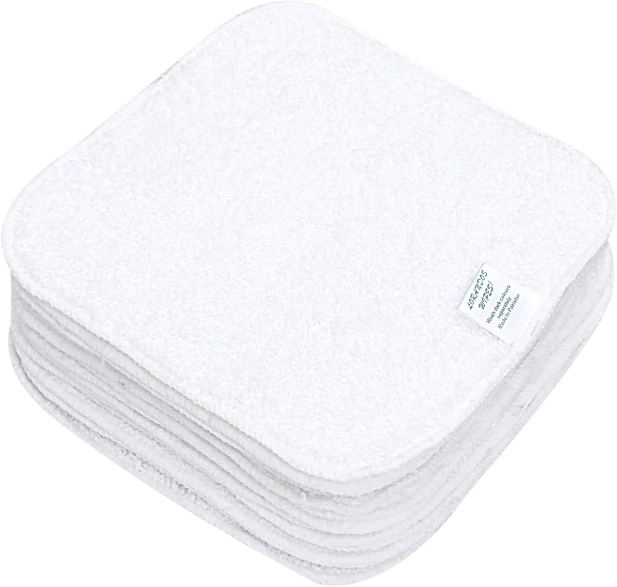 Flannel Washcloths, Pack of 25, 15 × 15 cm, White