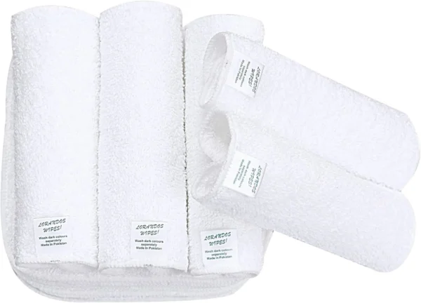 Flannel Washcloths, Pack of 25, 15 × 15 cm, White