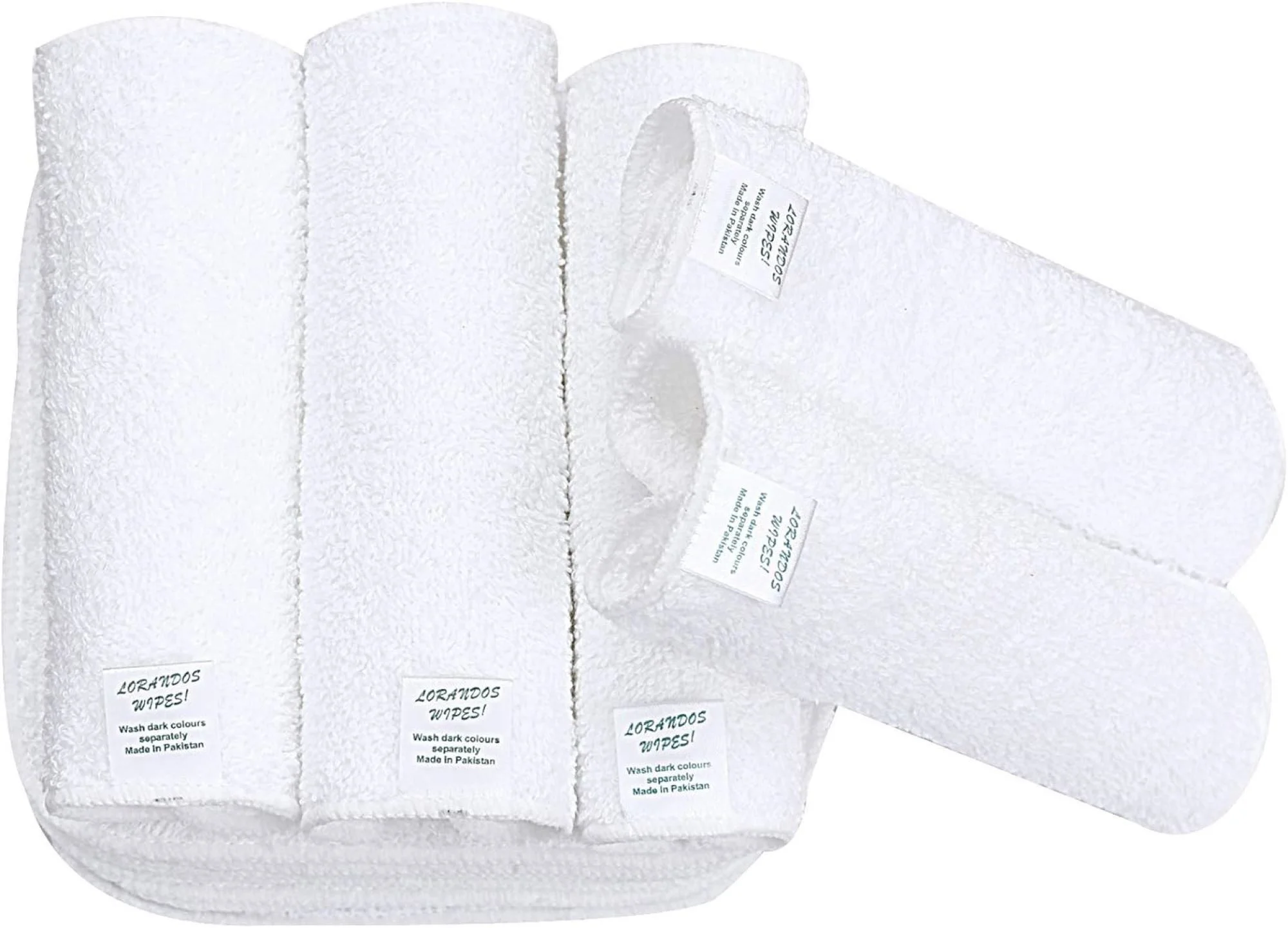 Flannel Washcloths, Pack of 25, 15 × 15 cm, White