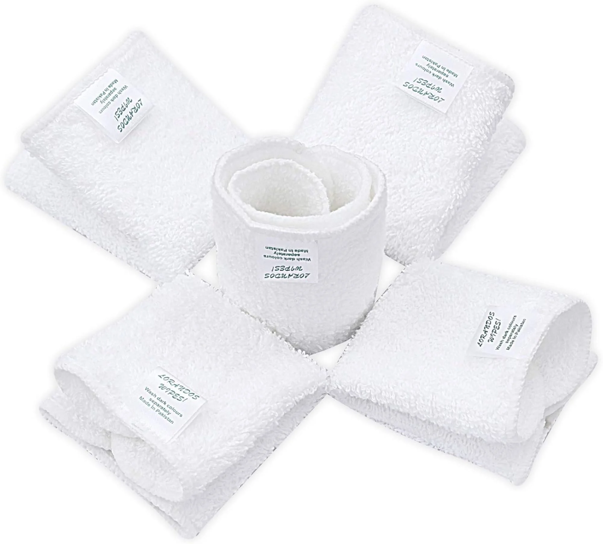 Flannel Washcloths, Pack of 25, 15 × 15 cm, White