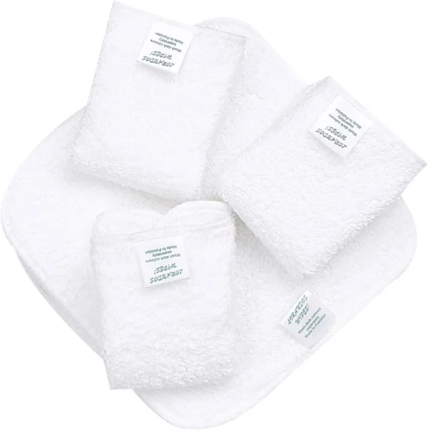 Flannel Washcloths, Pack of 25, 15 × 15 cm, White