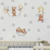 Wandsticker 3 Baby Bären mit Sternenballons, Wandsticker für Kinderzimmer