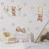 Wandsticker 3 Baby Bären mit Sternenballons, Wandsticker für Kinderzimmer