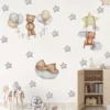 Wandsticker 3 Baby Bären mit Sternenballons, Wandsticker für Kinderzimmer