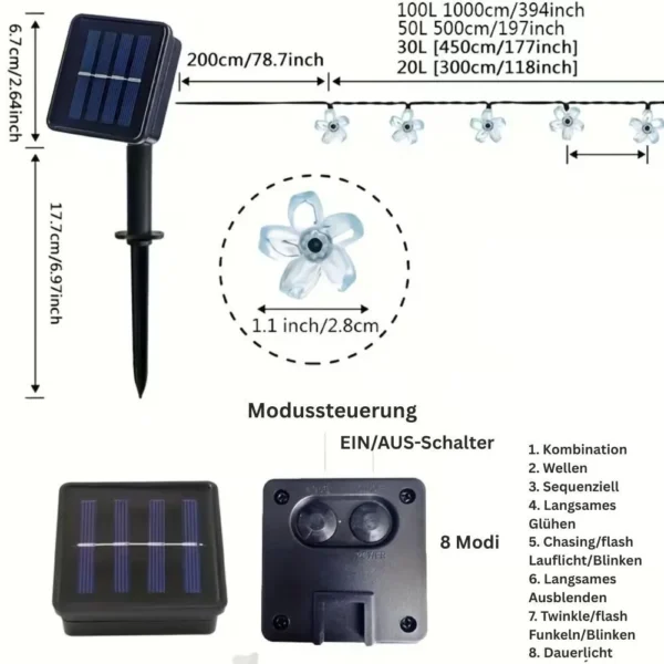 Solar-Lichterkette Cherry, 5 m, 20 LEDs