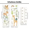 Messlatte Wandsticker Afrikanische Tiere mit Blättern, Mond & Sternen