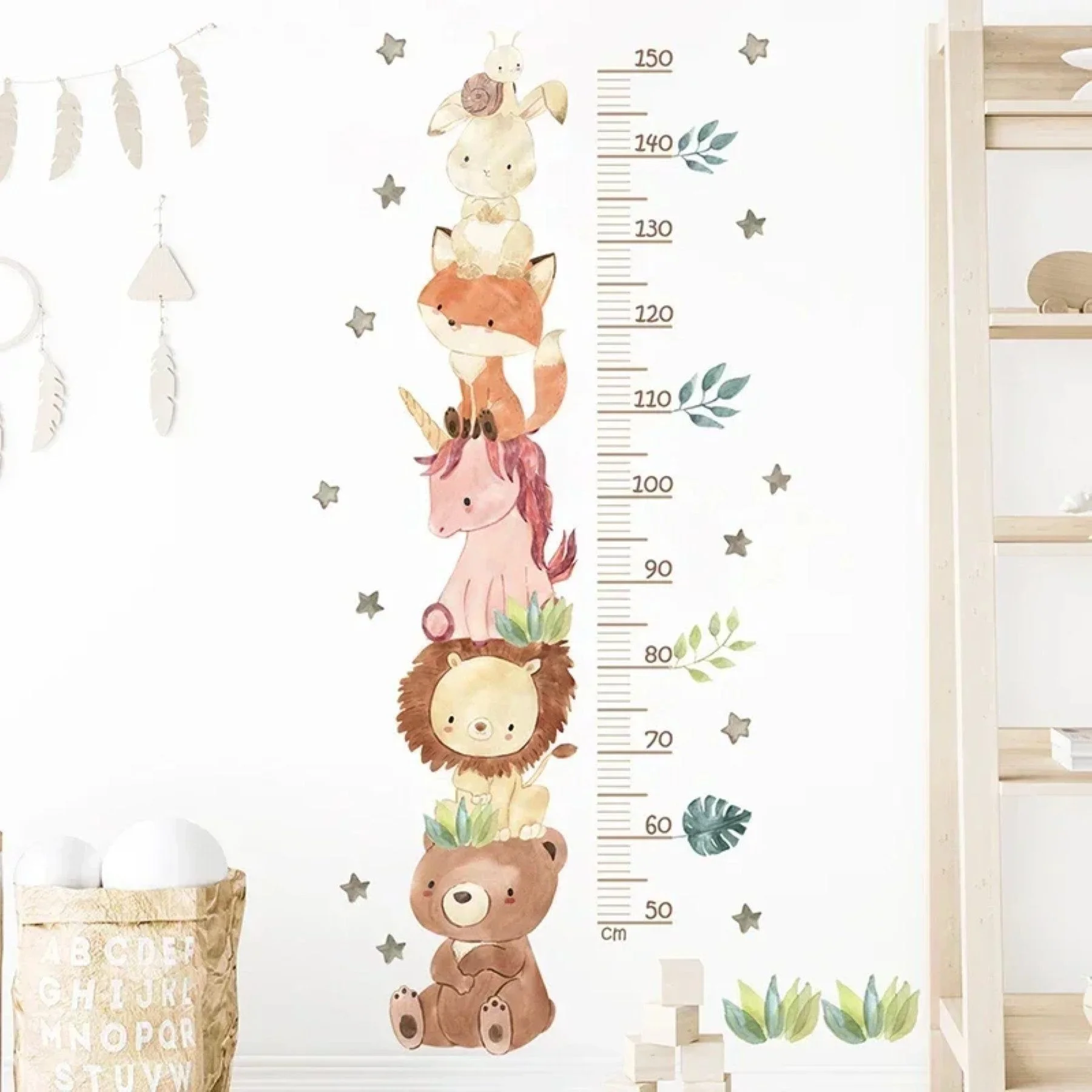 Messlatte Wandsticker Tiere