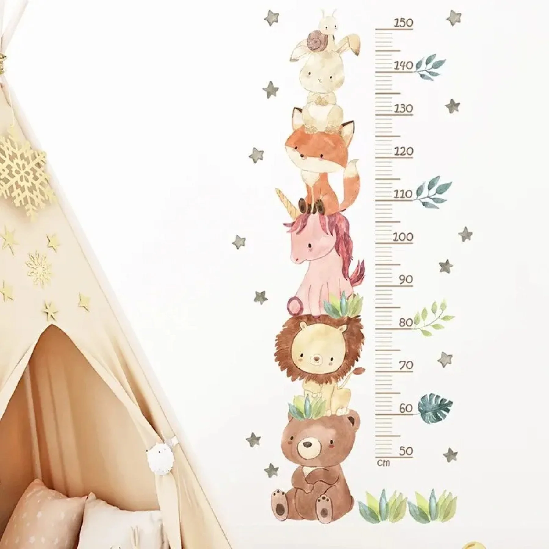 Messlatte Wandsticker Tiere
