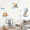 Lion & Bear with Balloon, Clouds & Stars Wall Sticker