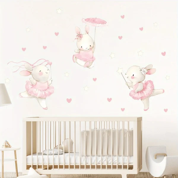Wandsticker tanzender Hase mit Herzen