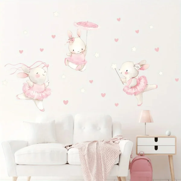 Wandsticker tanzender Hase mit Herzen