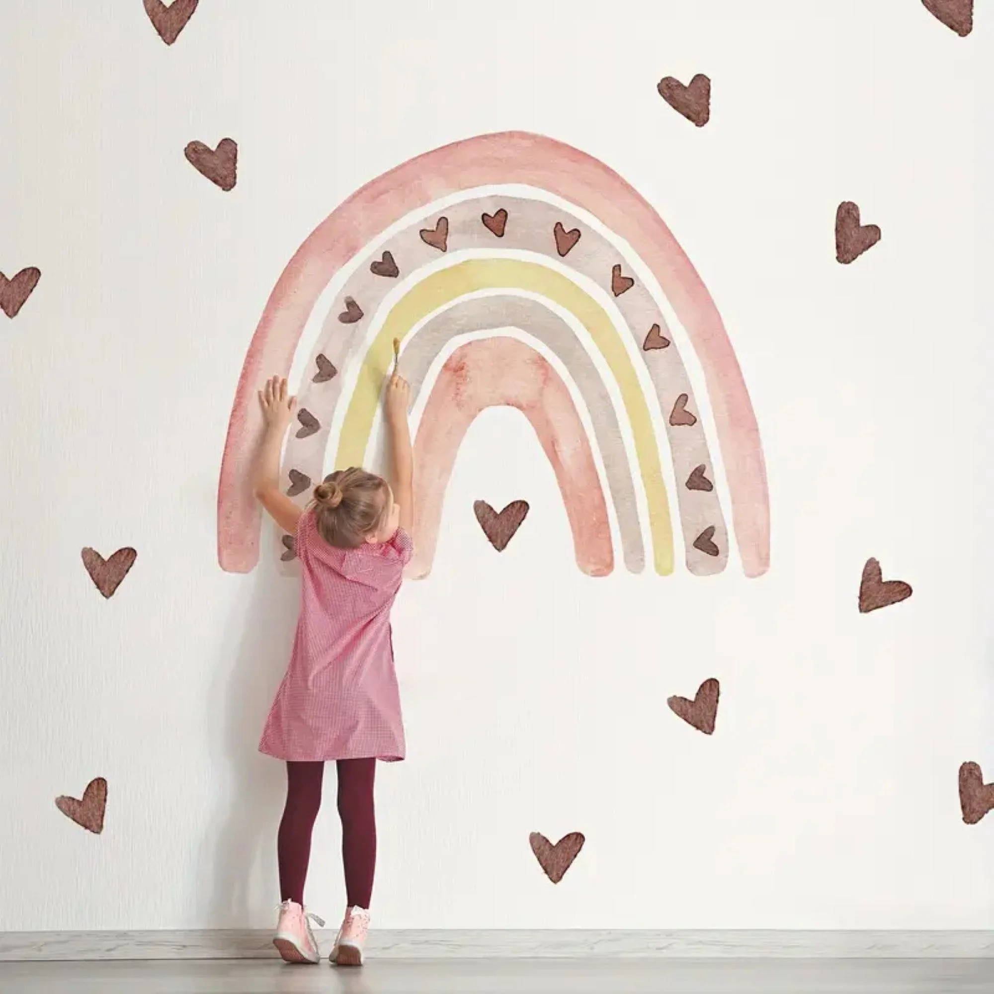 Wandsticker Herzen & Regenbogen-Muster