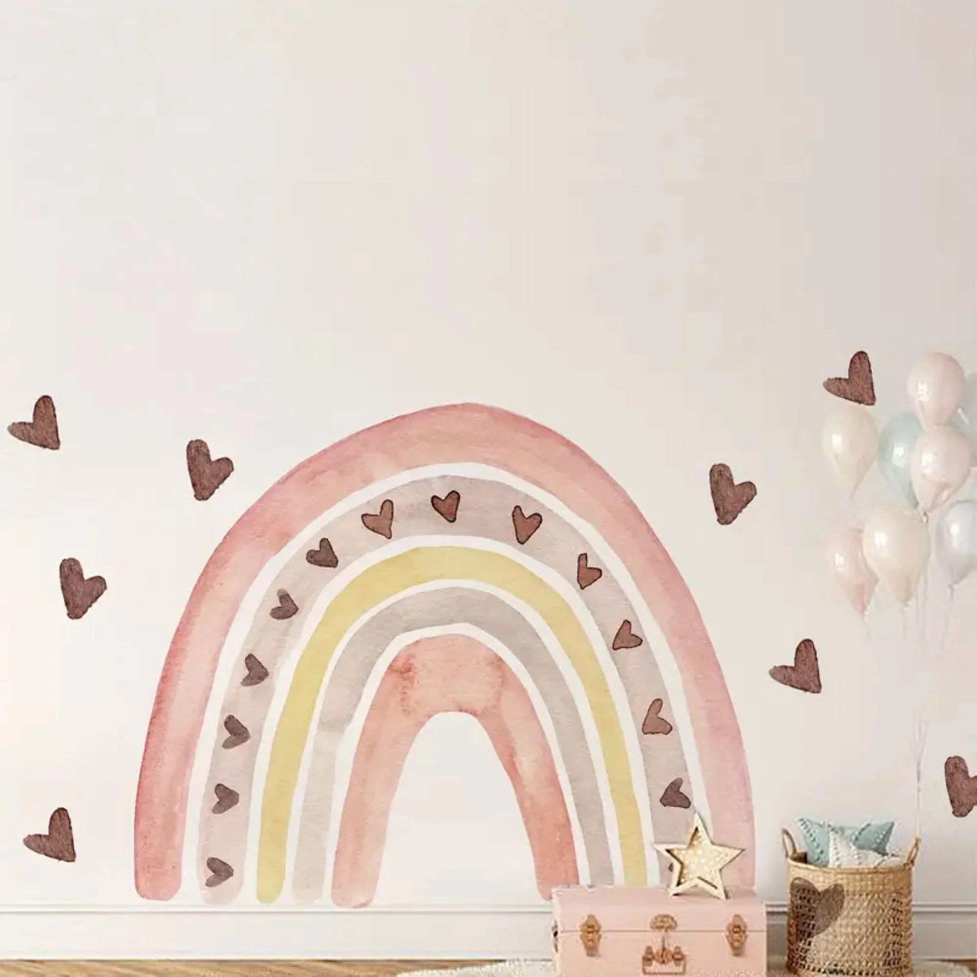 Wandsticker Herzen & Regenbogen-Muster