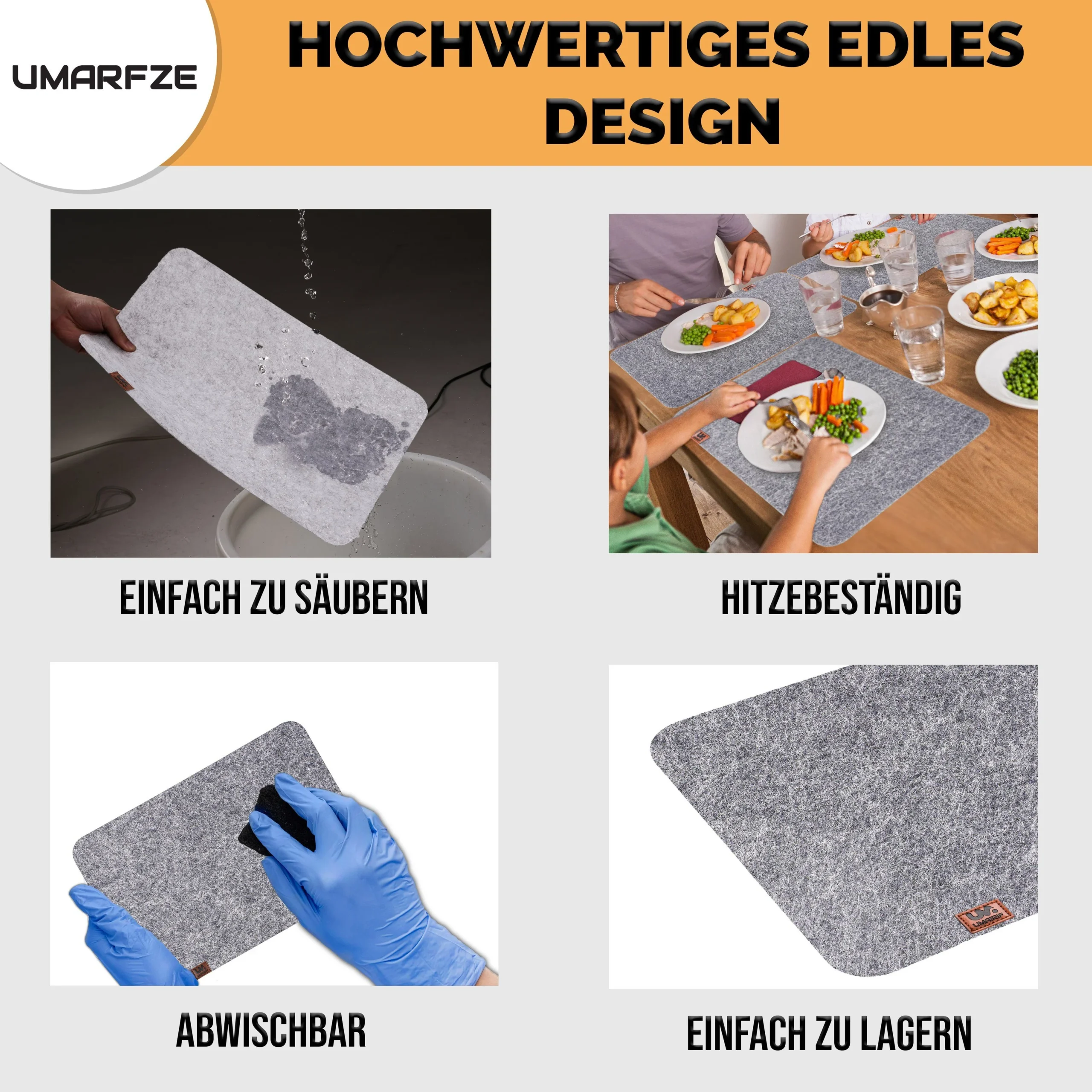 Felt Placemats, Set of 6 – 44 × 32 cm