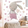Wandsticker rosa Hase mit Herzen
