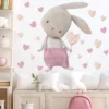 Wandsticker rosa Hase mit Herzen
