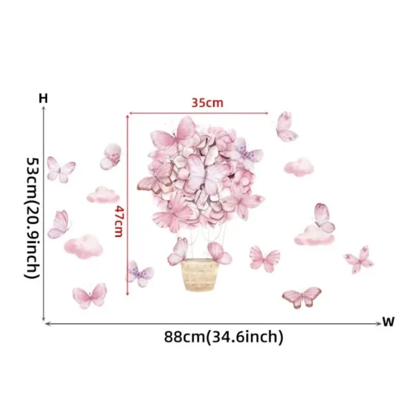 Pink Butterflies in a Basket Wall Stickers