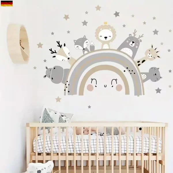 Rainbow Wall Stickers with Lion, Bear & Hippo