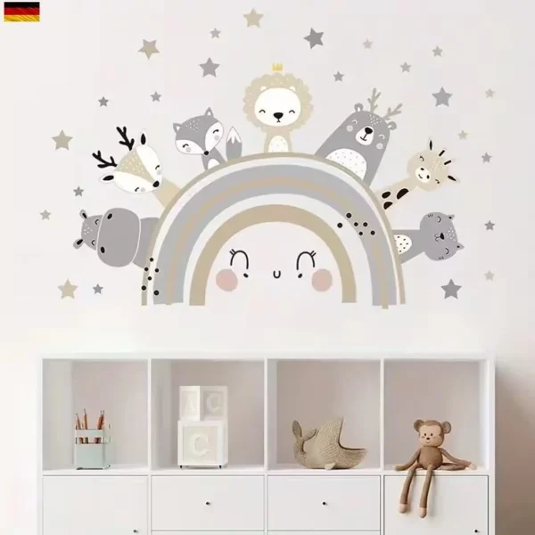 Rainbow Wall Stickers with Lion, Bear & Hippo