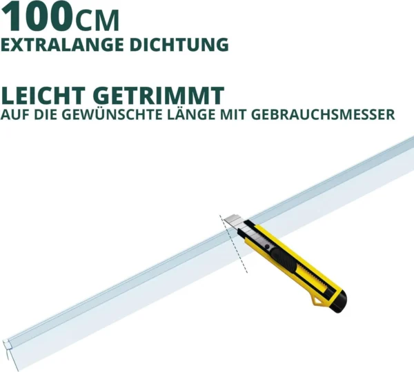 PVC Shower Seal, Set of 2 × 100 cm, for 4–6 mm Glass