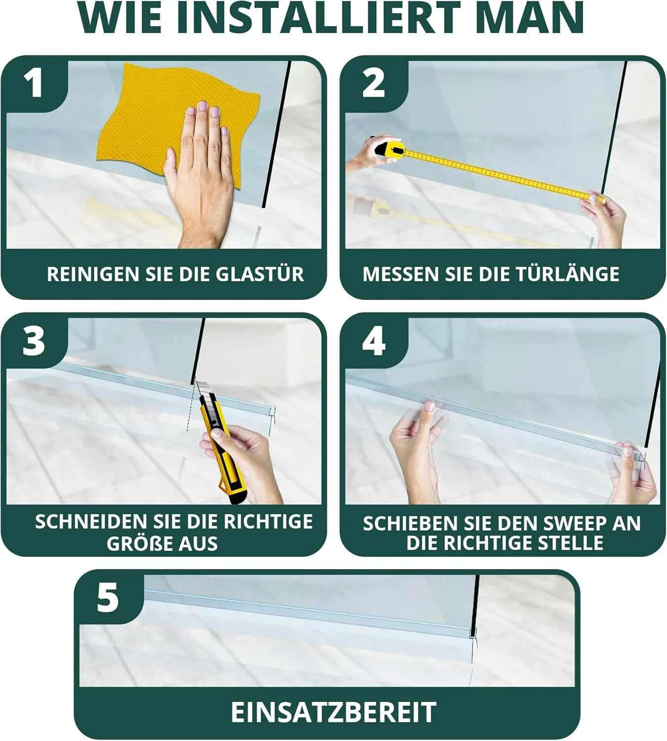 PVC Shower Seal, Set of 2 × 100 cm, for 4–6 mm Glass