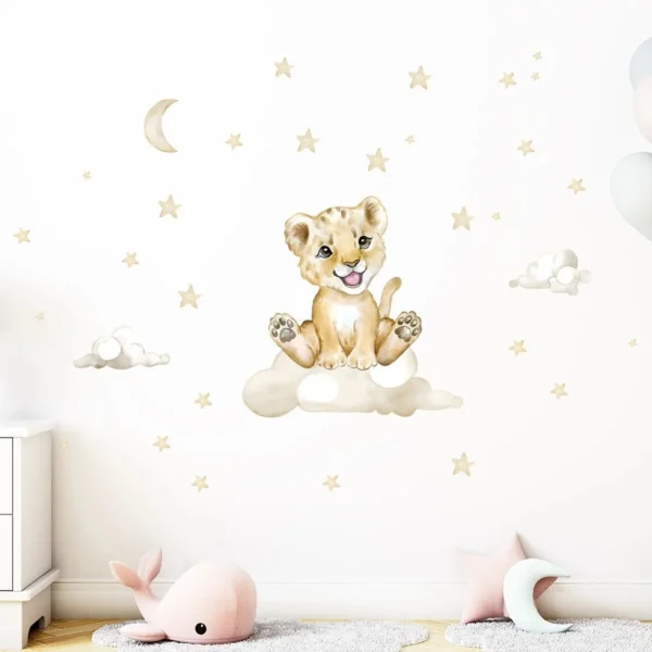 Wandsticker Tiger, Mond & Sterne