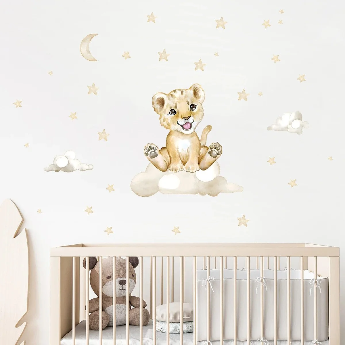 Wandsticker Tiger, Mond & Sterne