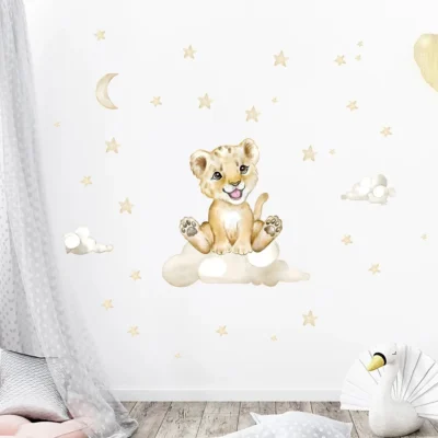 Wandsticker Tiger, Mond & Sterne