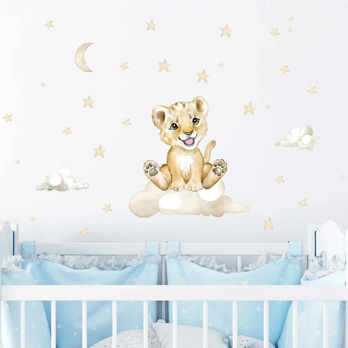 Wandsticker Tiger, Mond & Sterne