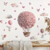 Wall sticker Pink Rabbit Hot Air Balloon Wall sticker with butterflies and birds