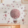 Wall sticker Pink Rabbit Hot Air Balloon Wall sticker with butterflies and birds