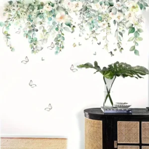 Wandsticker Blumenranken mit Schmetterlingen
