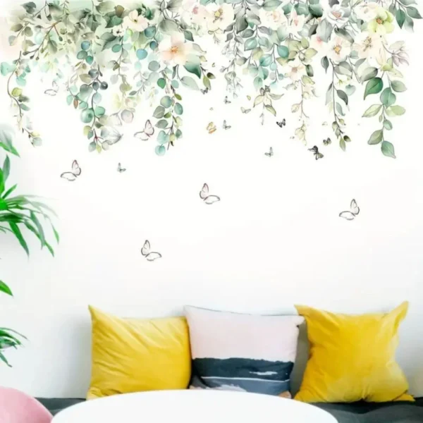 Wandsticker Blumenranken mit Schmetterlingen