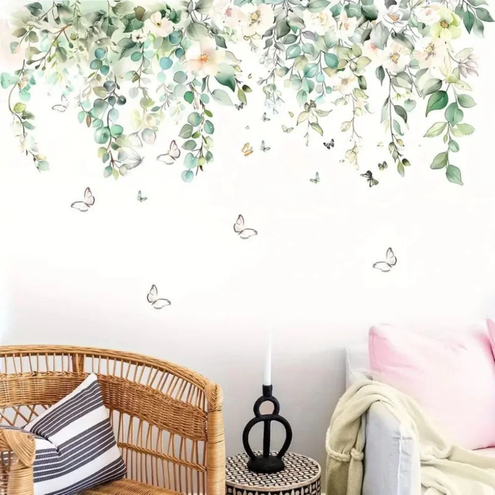 Wandsticker Blumenranken mit Schmetterlingen