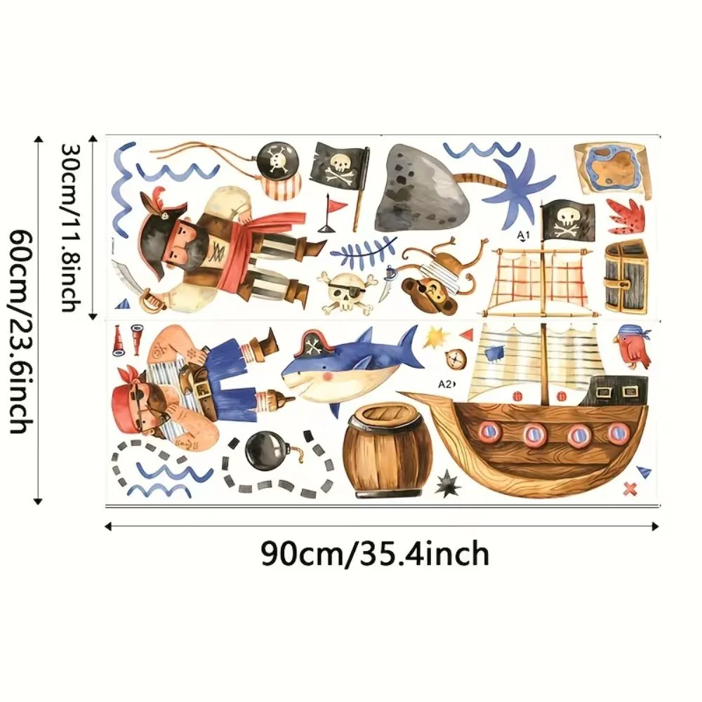 Wandsticker Piraten Wandsticker Kinderzimmer Piratenschiff Hai Schatzkarte Deko