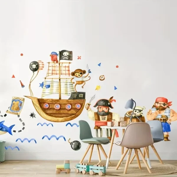 Wandsticker Piraten Wandsticker Kinderzimmer Piratenschiff Hai Schatzkarte Deko