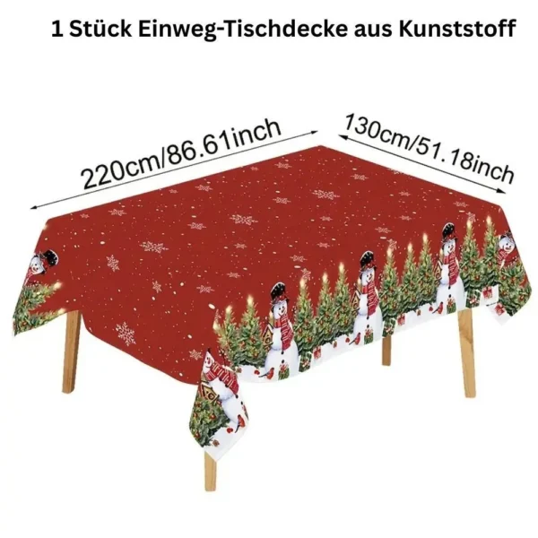 Tischdecke Schneemann Rot-Grün