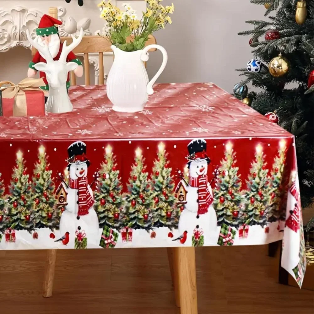 Tischdecke Schneemann Rot-Grün