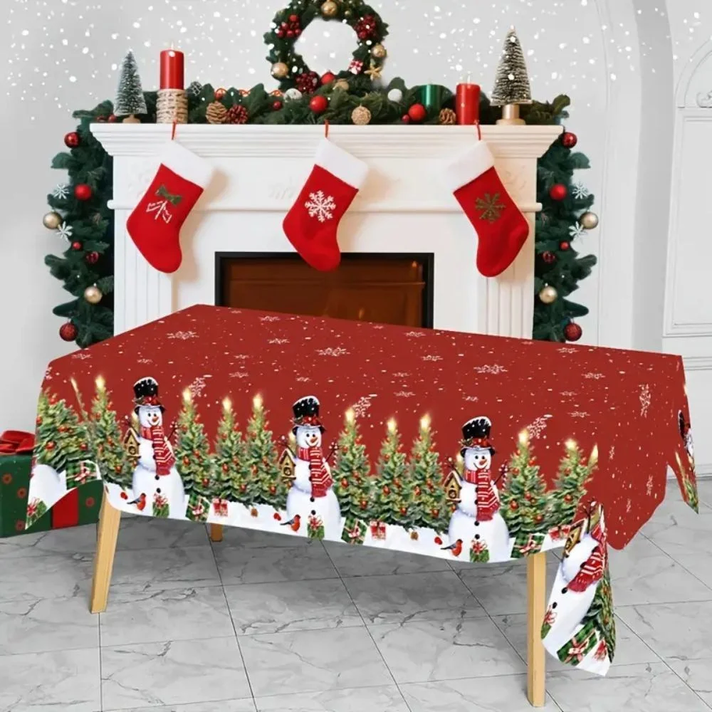 Tischdecke Schneemann Rot-Grün