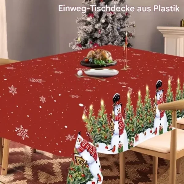 Tischdecke Schneemann Rot-Grün