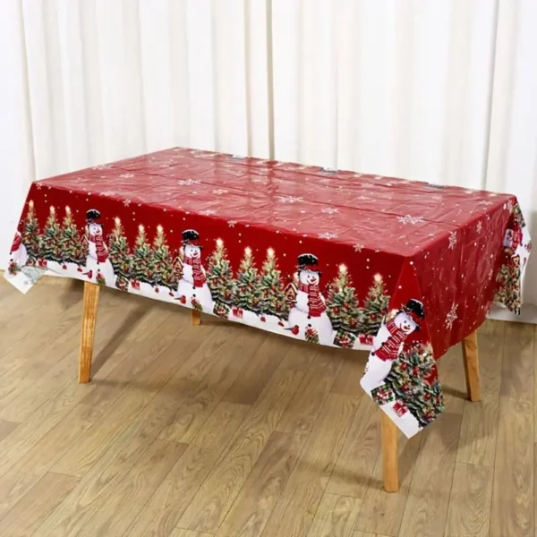 Tischdecke Schneemann Rot-Grün