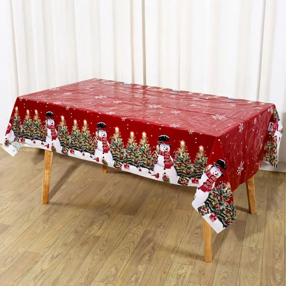 Tischdecke Schneemann Rot-Grün