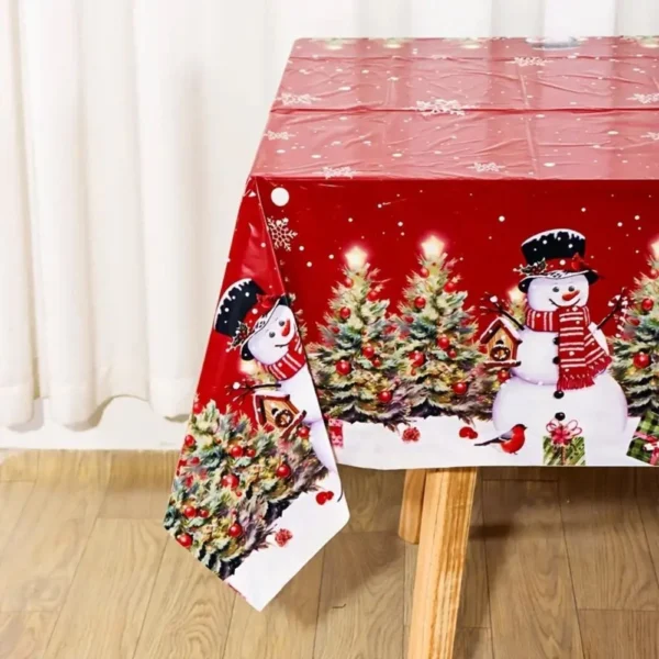 Tischdecke Schneemann Rot-Grün