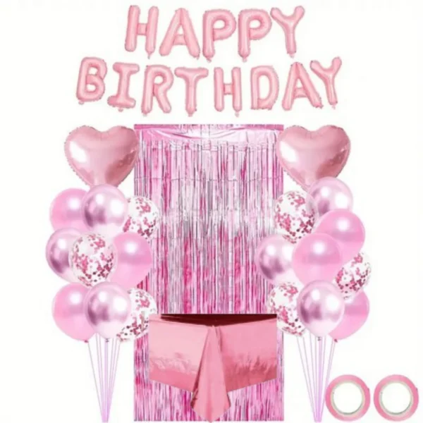 Pink Birthday Decoration with “Happy Birthday” Garland