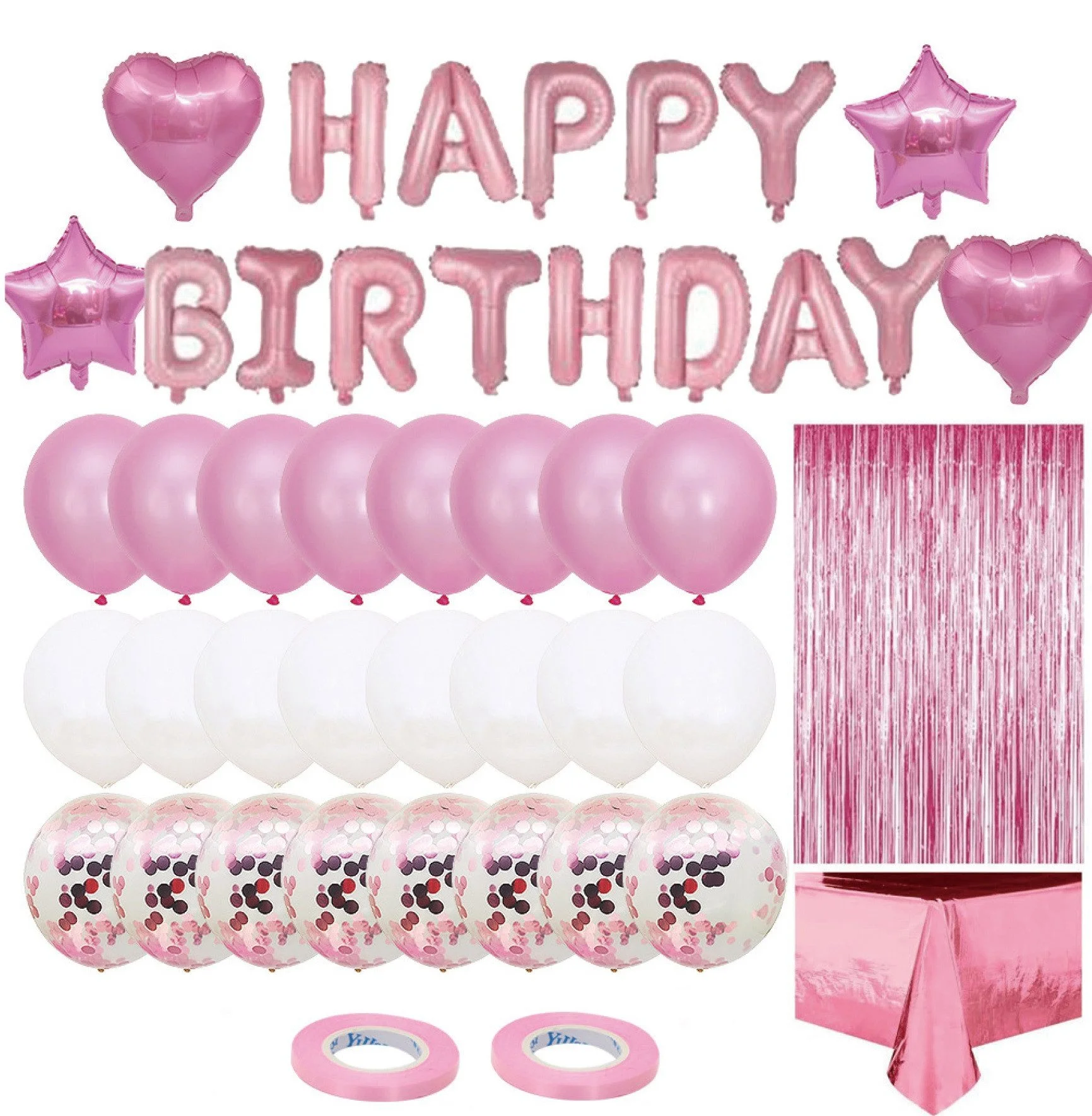 Pink Birthday Decoration with “Happy Birthday” Garland